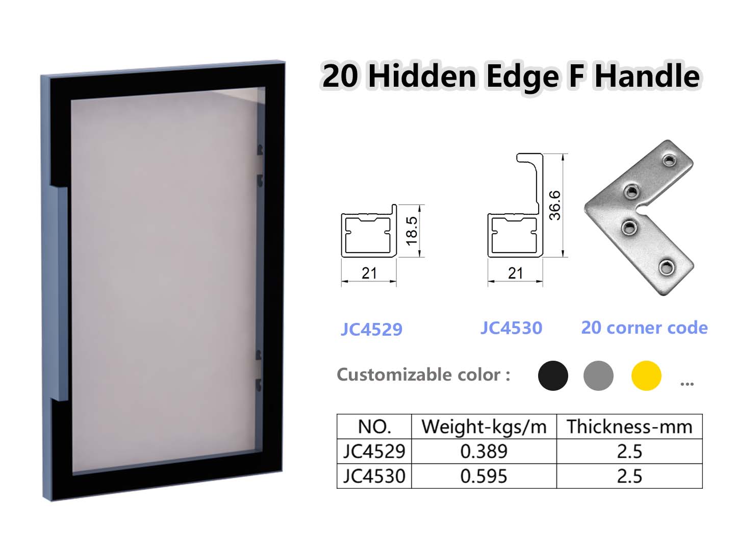 20 Hidden Edge F Handle without Winsen logo