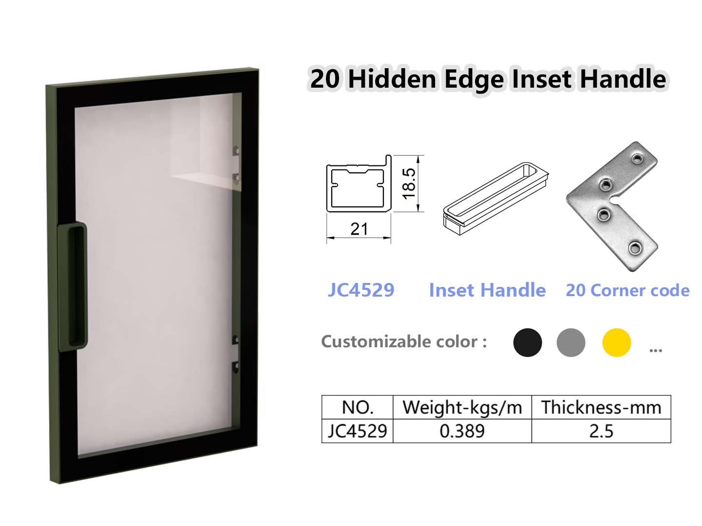 20 Hidden Edge Inset Handle without Winsen logo