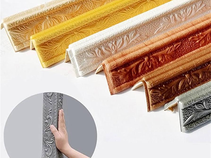 FORVOLWCO Crown Molding Trim Self Adhesive Wall Edging Strip, Flexible Thick Ceiling Molding Peel off & Stick, Baseboard Foam Wall Trim