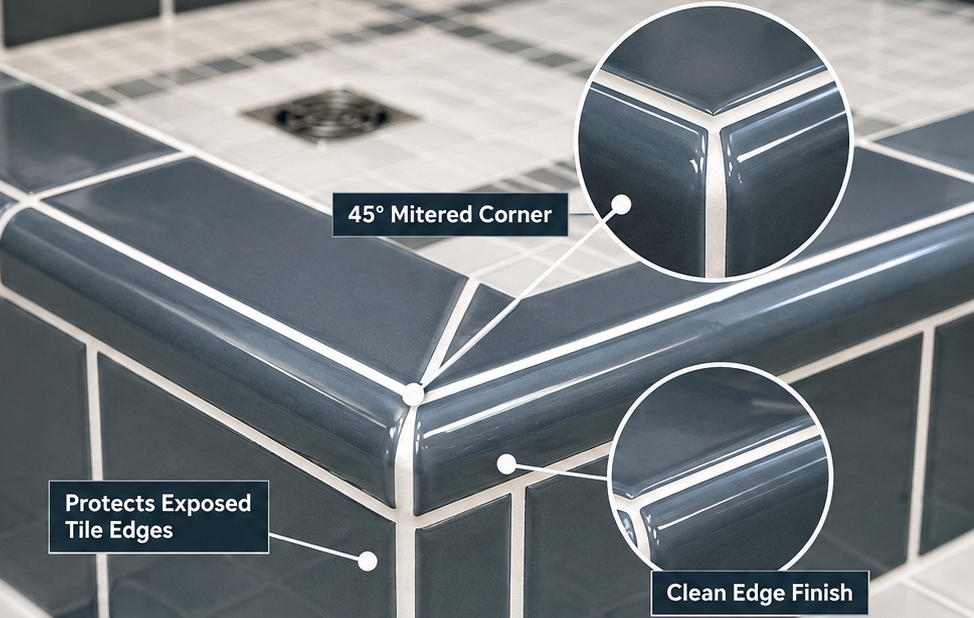 Mitered Corners for Tile Edge Protection