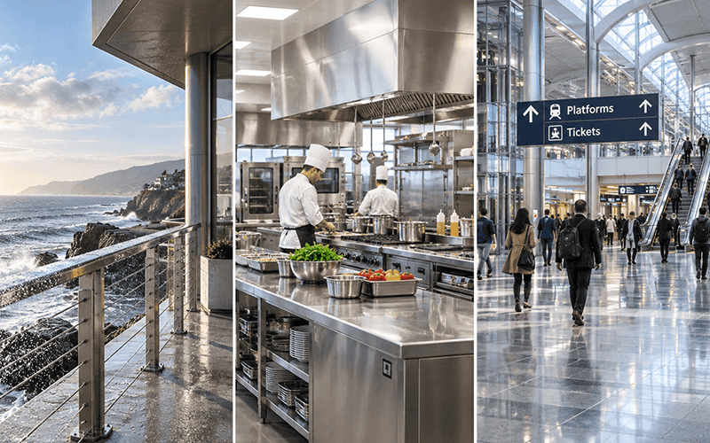 coastal& commercial kitchens&transit concourses